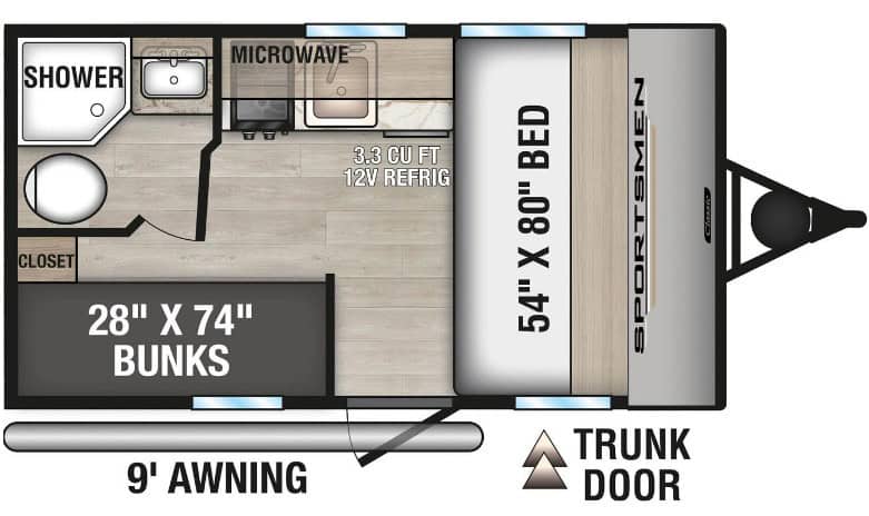 KZ RV Sportsmen Classic 130BH Floorplan