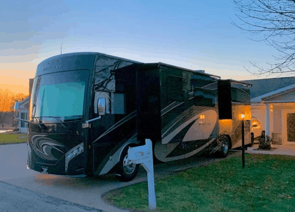 RV Parked in a Driveway