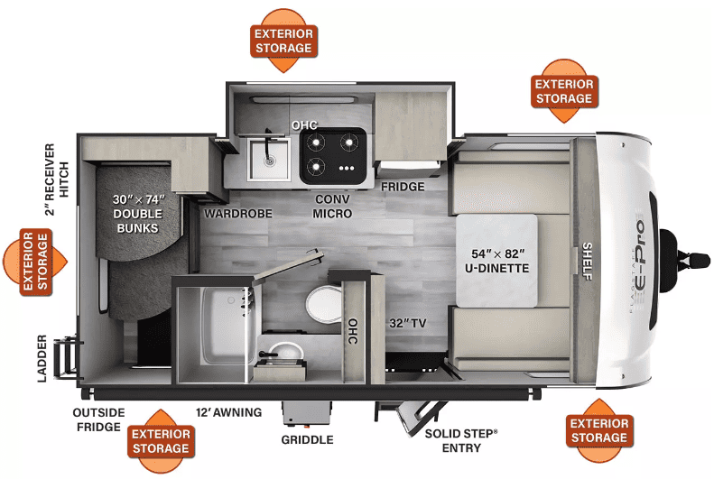 Forest River Flagstaff E-Pro E16BH Floorplan