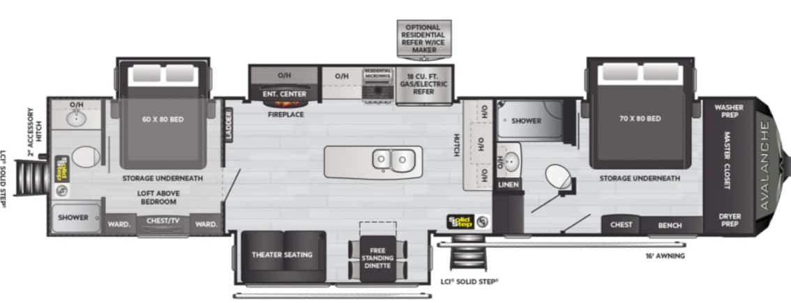 Keystone RV Avalanche 390DS Floorplan