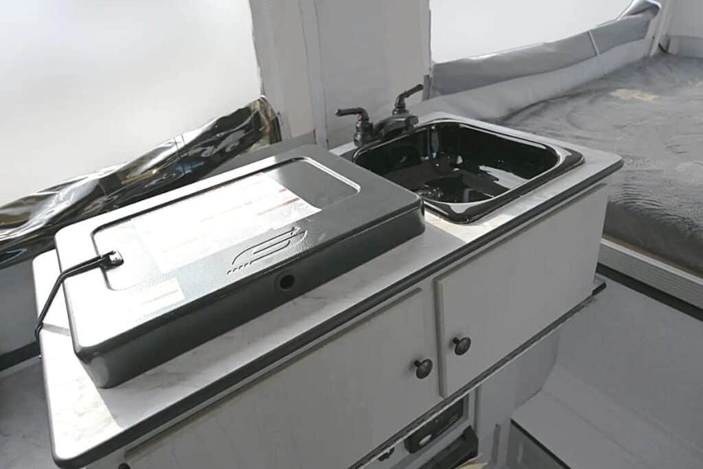 Kitchenette Area of a Coachmen Clipper LS 806XLS Pop-up Camper
