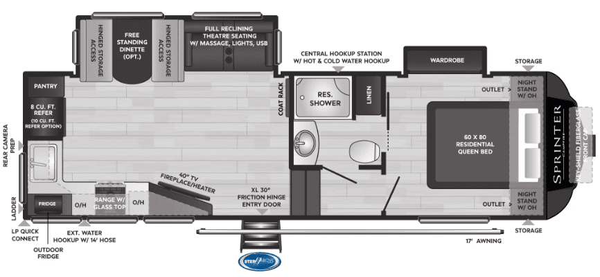 Keystone RV Sprinter 25ML Floorplan