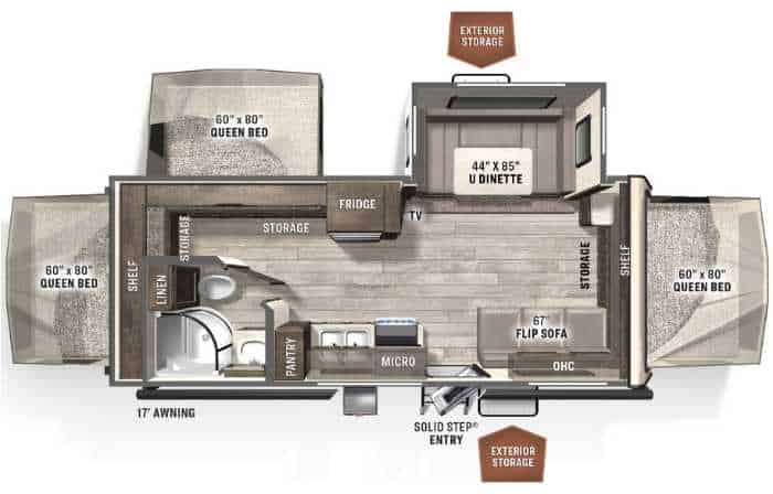 travel trailer floor plans with twin beds