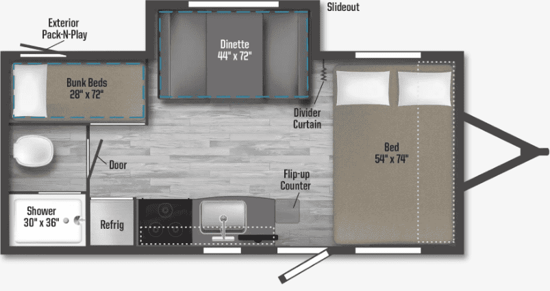 Winnebago Micro Minnie 2100BH Floorplan