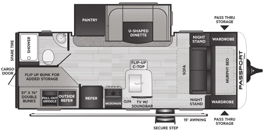 Keystone RV Passport SL 221BH Floor Plan