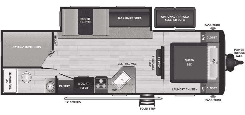 Keystone RV Hideout 26BHSWE Floor Plan