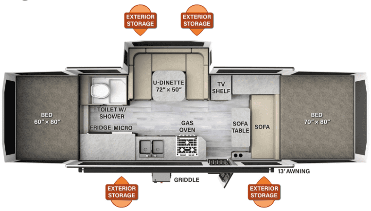 Forest River Rockwood Tent HW296 Floorplan