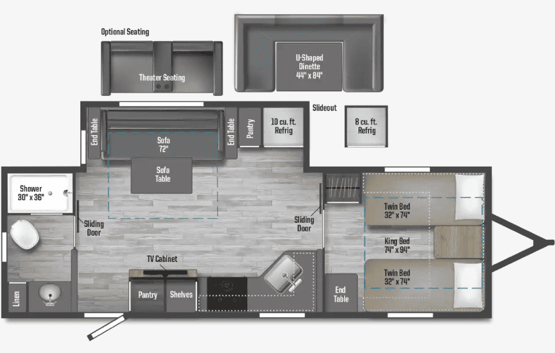 Winnebago Mini 2327TB Floor Plan