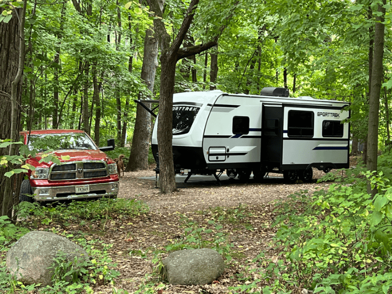 Travel Trailer in the Woods