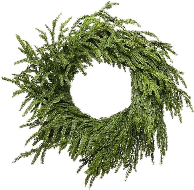 24 Inch Green Wreaths for Front Door Real Touch Norfolk Pine Wreath