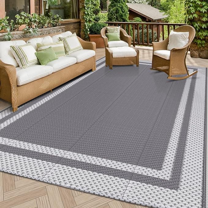 5x8 HappyTrends Reversible Outdoor Rug for Outside and RV Patio