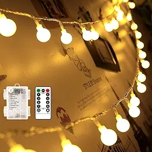 Battery Operated String Lights, 16.5 Feet 50 LED Camping Globe Lights