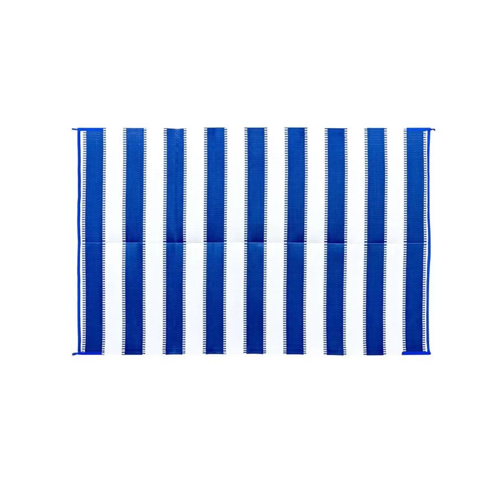 Camco 6x9 Reversible Blue & White Stripe RV Camping Mat