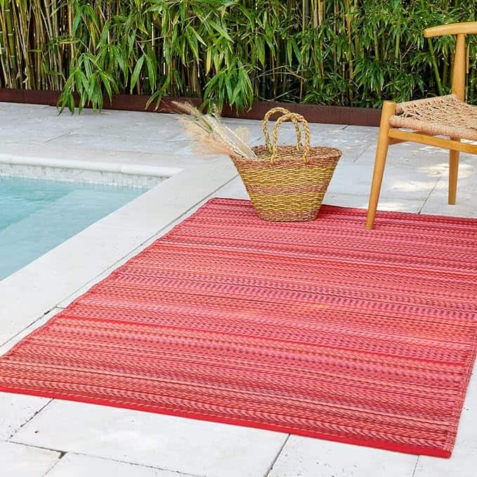 Fab Habitat Cancun Sunset 6x9 Striped Waterproof, Fade Resistant, Crease-Free Premium Recycled Plastic Outdoor Rug