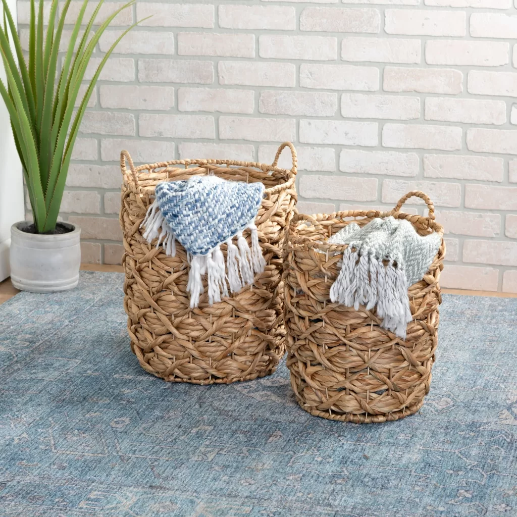 Honey-Can-Do Wicker Woven Round Nesting Basket Set of 2 with Handles