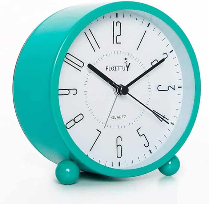 Super Silent 5 Colors Round Alarm Clock (Lake Blue)