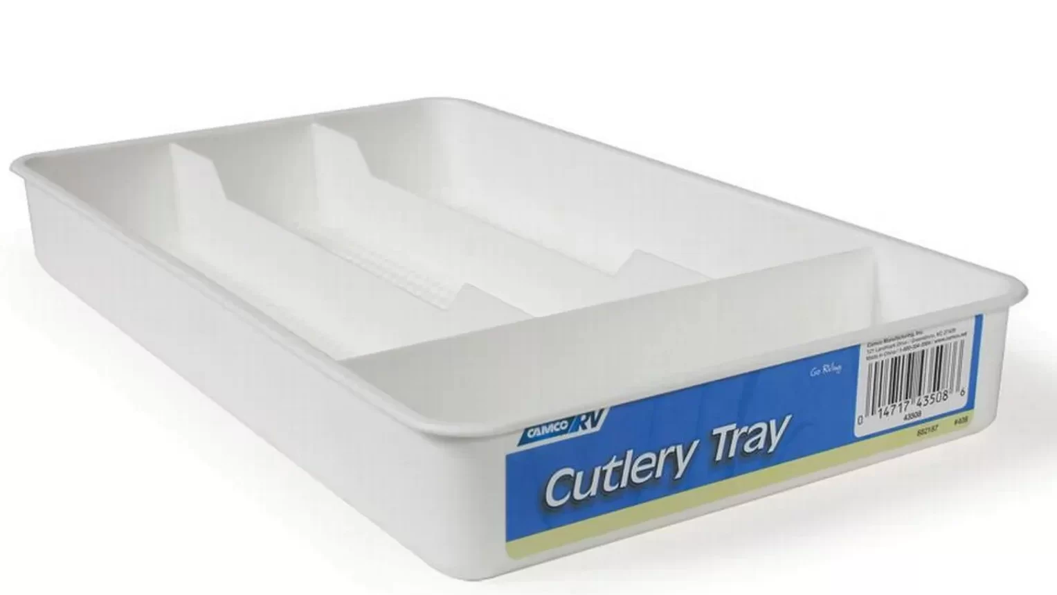White Camco Cutlery Tray - For RV and Compact Kitchen Drawers
