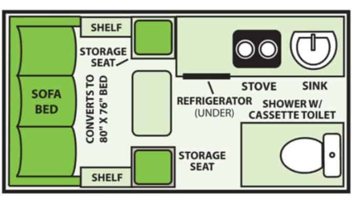 Aliner LXE A-Frame Pop-Up Camper Floorplan