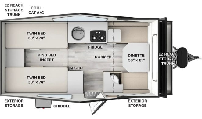 Forest River Flagstaff Hard Side Pop-Up Camper T21TBHW Floorplan