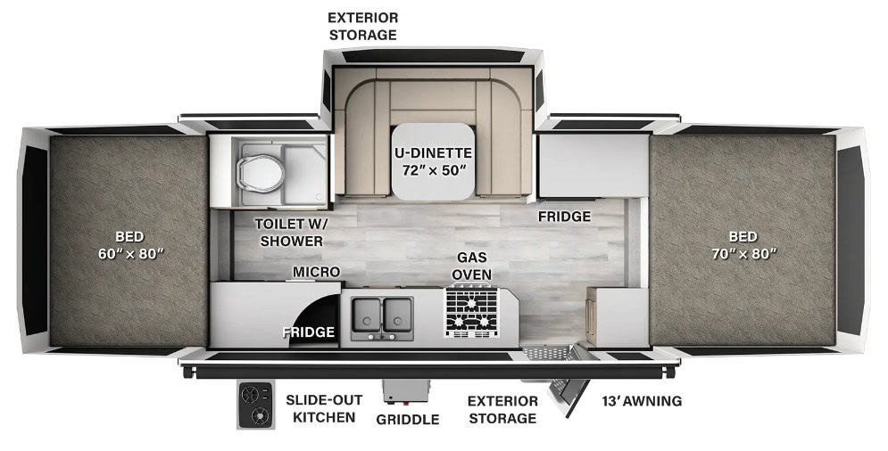 Forest River Rockwood Tent High Wall Series HW277 Floorplan