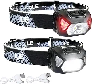 LE Headlamp Rechargeable, LED Head Lamp with 6 Modes for Camping