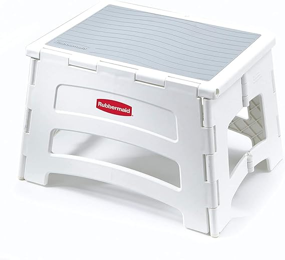 Rubbermaid RM-PL1W Folding 1-Step Plastic Step Stool