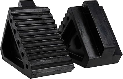 Solid Rubber Heavy Duty Black Wheel Chock 2-Pack