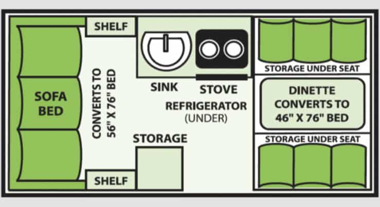 Aliner Evolution 12 A-Frame Camper Floorplan