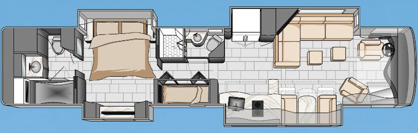 Foretravel Realm Presidential FS605 LVB with SPA  Floorplan