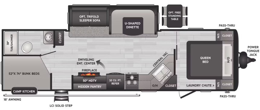 Keystone Hideout 29DFS Floorplan