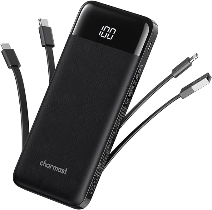 Portable Charger with Built in Cables