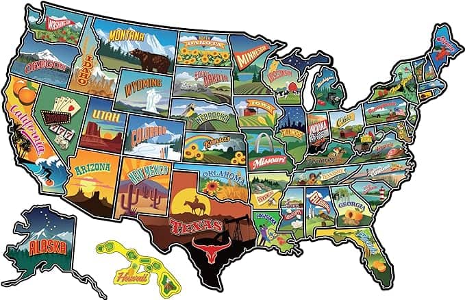 Vinyl Sticker RV USA State Travel Map