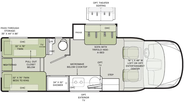 Tiffin Wayfarer 25 XLW Floorplan