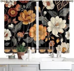 Boho Floral Curtains Short Curtains for Windows