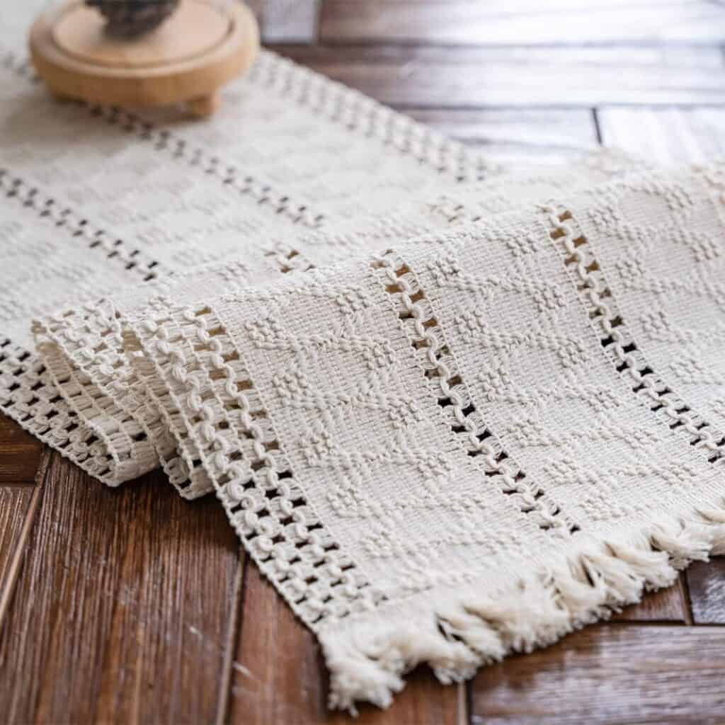 Cream Macrame Table Runner