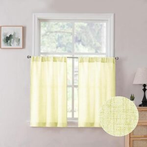 Cream Yellow Tollpiz Short Linen Tier Curtains