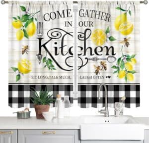 Farmhouse Rustic Lemon Kitchen Curtains