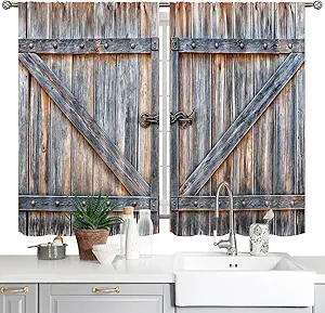 Farmhouse Wooden Barn Door Curtains