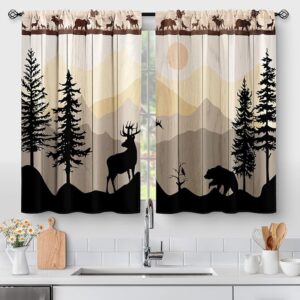 Forest Sunset - Country Rustic Farmhouse Short Cafe Curtains