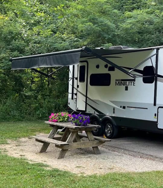 RV Campsite Flower Plant Setup Idea