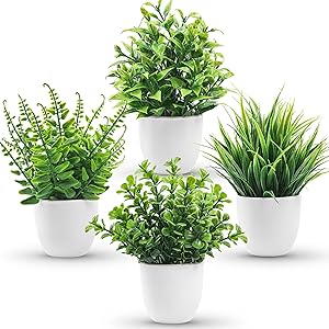 Set of 4 Faux Potted Plants