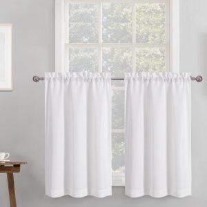 White Faux Linen Textured Small Cafe Curtains