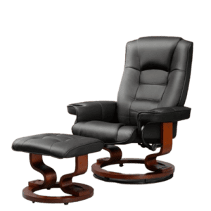 34 inch Vegan Leather Swivel Ergonomic Recliner Chair with Ottoman