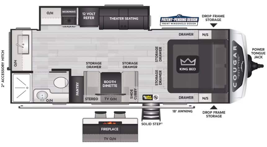 Keystone Cougar Half-Ton 22MLS Floorplan