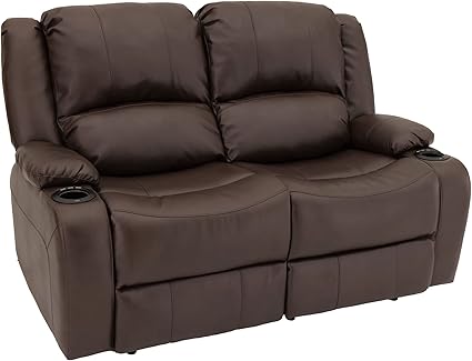 RecPro Charles 58 inch Powered Double RV Wall Hugger Recliner Sofa RV (Chestnut)