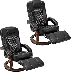 RecPro Nash 28 inch RV Euro Chair Recliner in Black Modern Design RV Furniture Swivel Base Recliner Chair (2 Chairs)