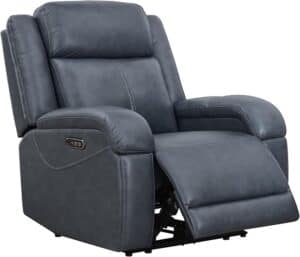 Watson & Whitely Genuine Leather Power Recliner Chair Wall Hugger RV Recliner with Power Headrest & Charging Ports Navy