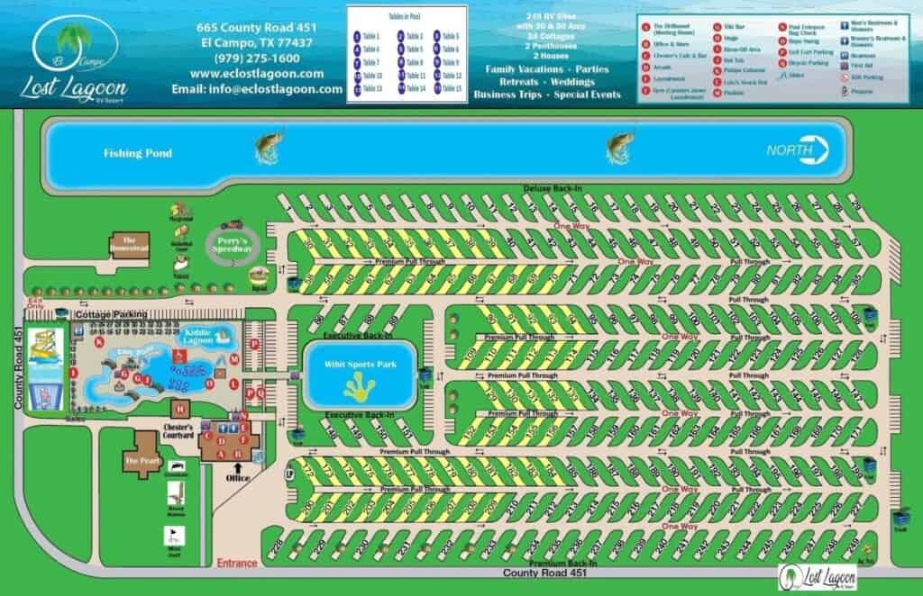 El Campo Lost Lagoon RV Resort Site Map