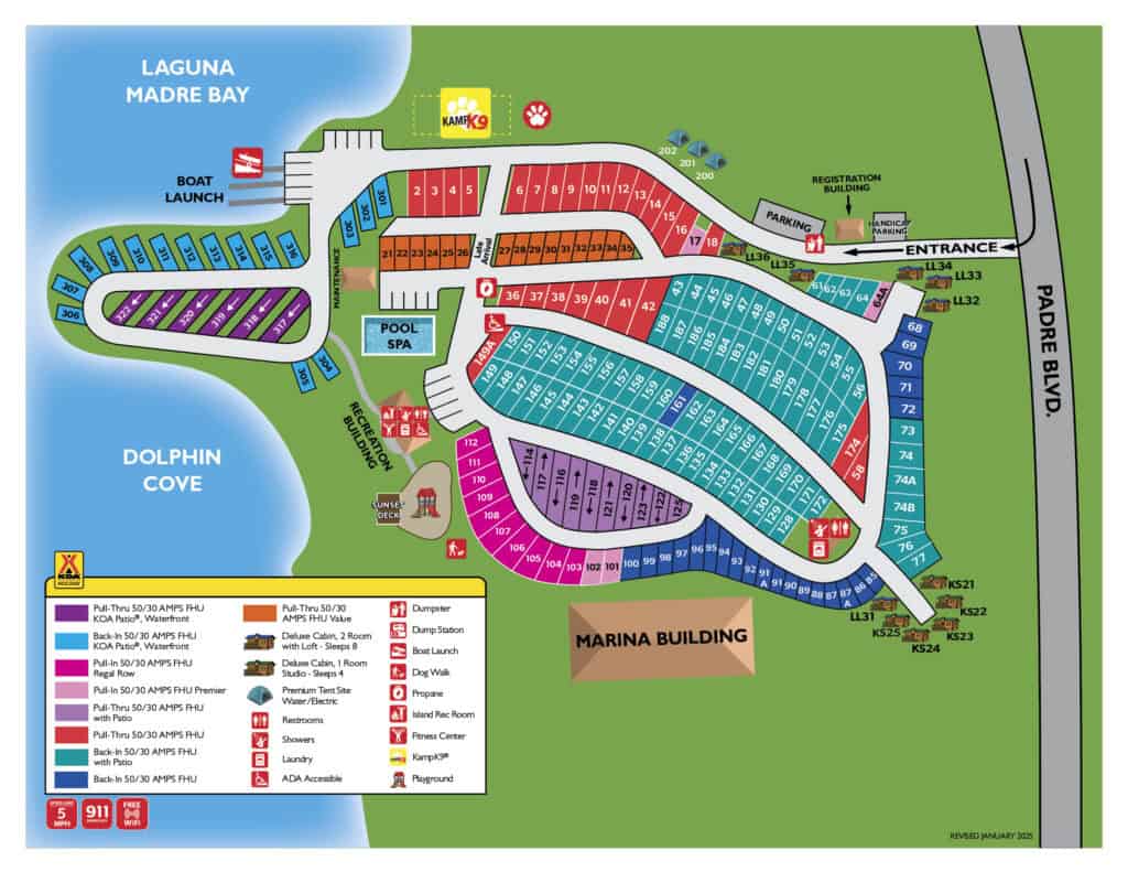 South Padre Island KOA Holiday Site Map